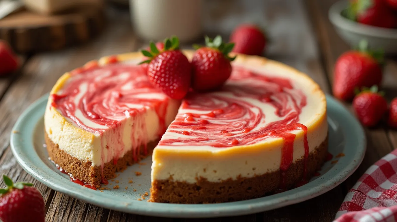 Strawberry Swirl Cheesecake