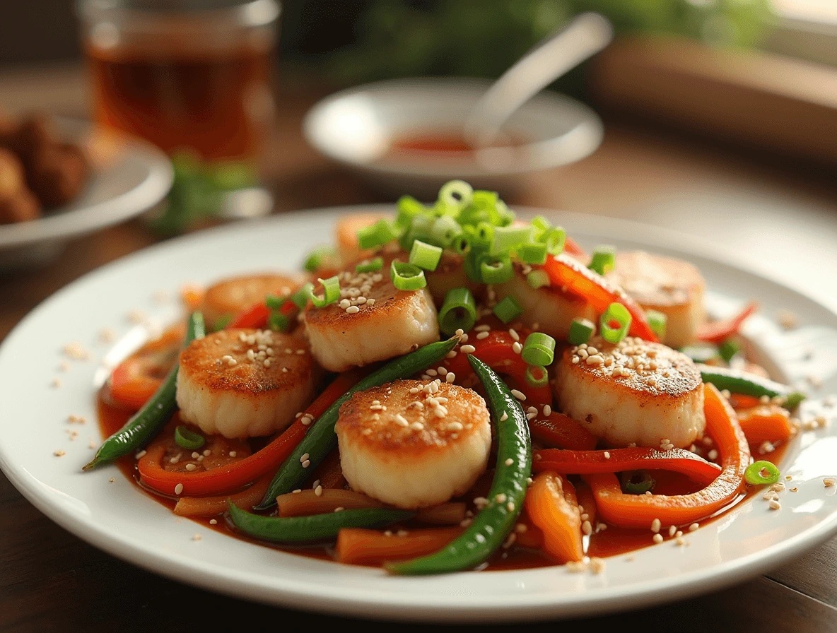 fishcakes and scallops stir fry recipe