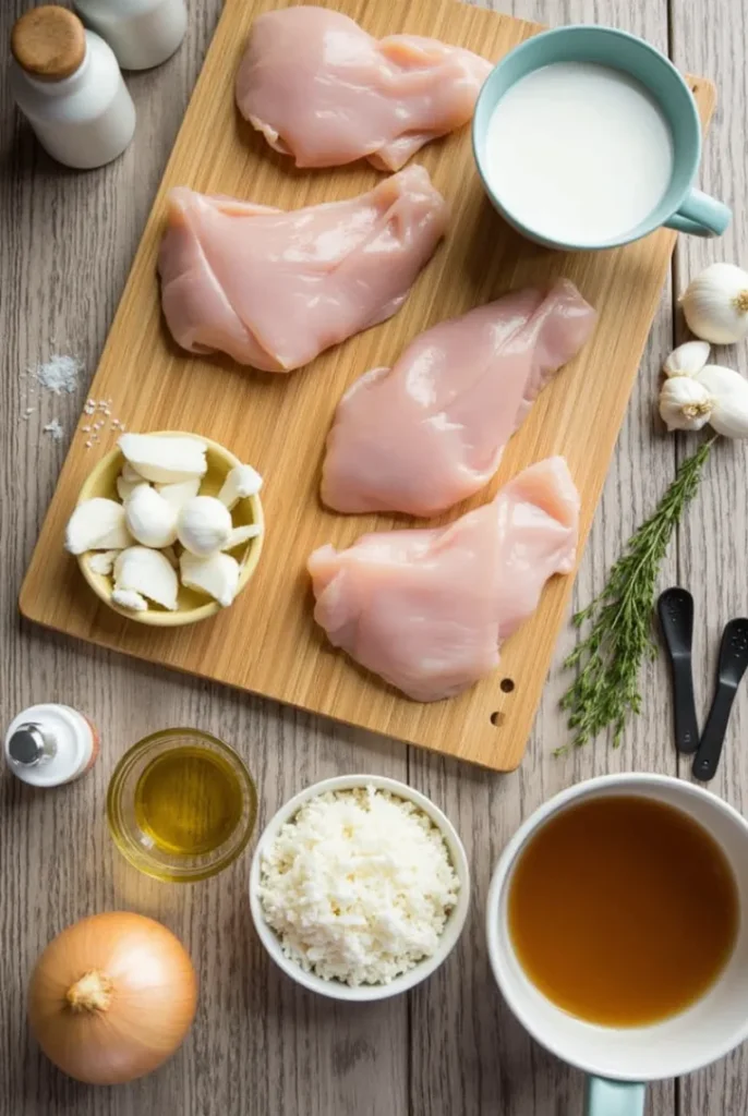 Creamy Smothered Chicken and Rice Ingredients