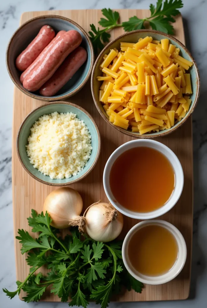 Ingredients for Creamy Parmesan Italian Sausage Ditalini Soup