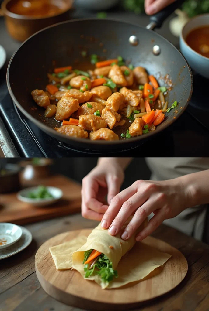 Step-by-Step Chicken Spring Roll Recipe Instructions