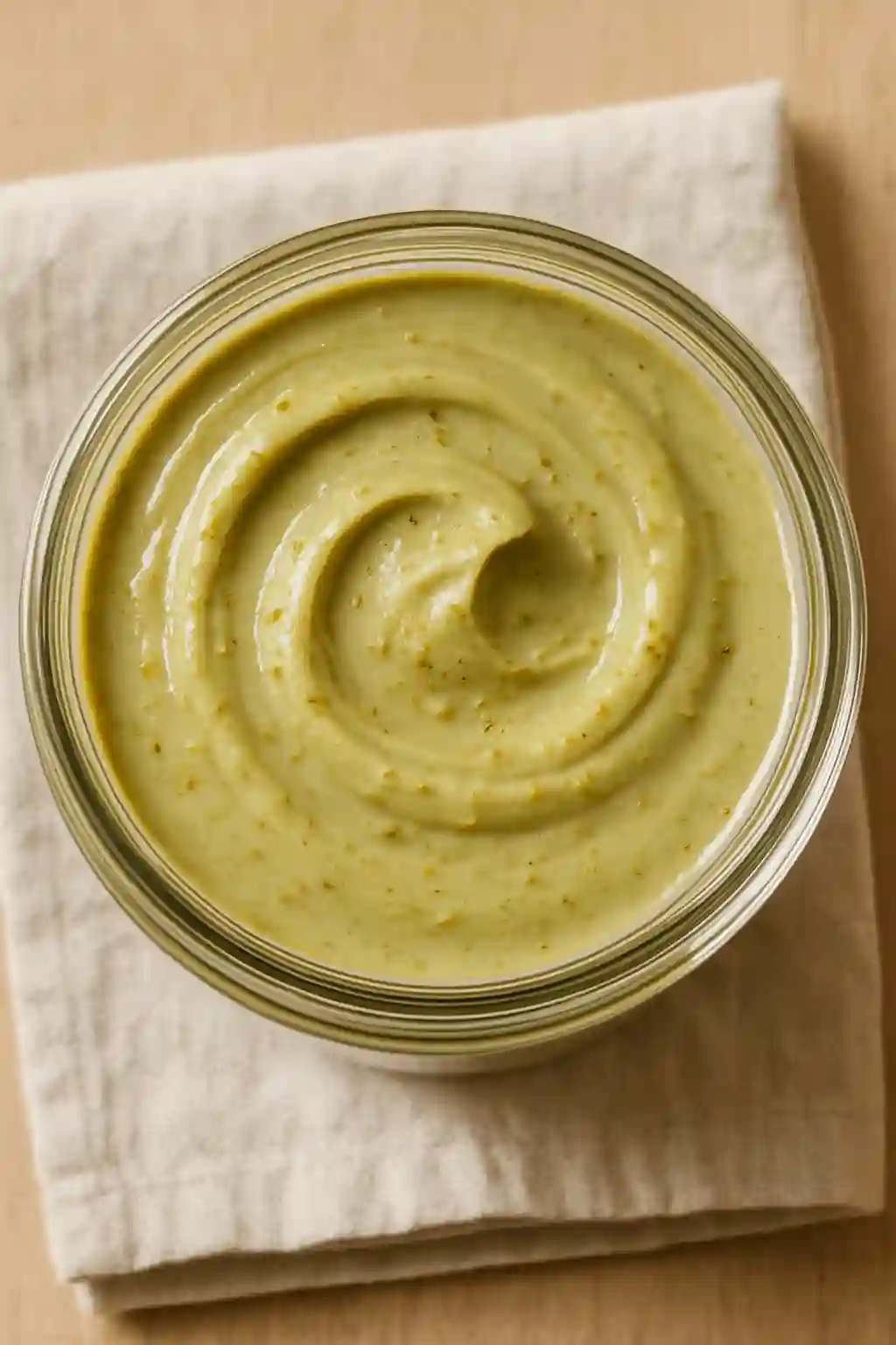 glass jar filled with creamy pistachio spread