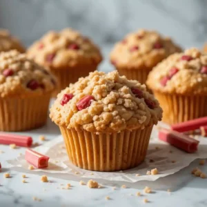 Homemade Rhubarb Muffins with Crumb Topping
