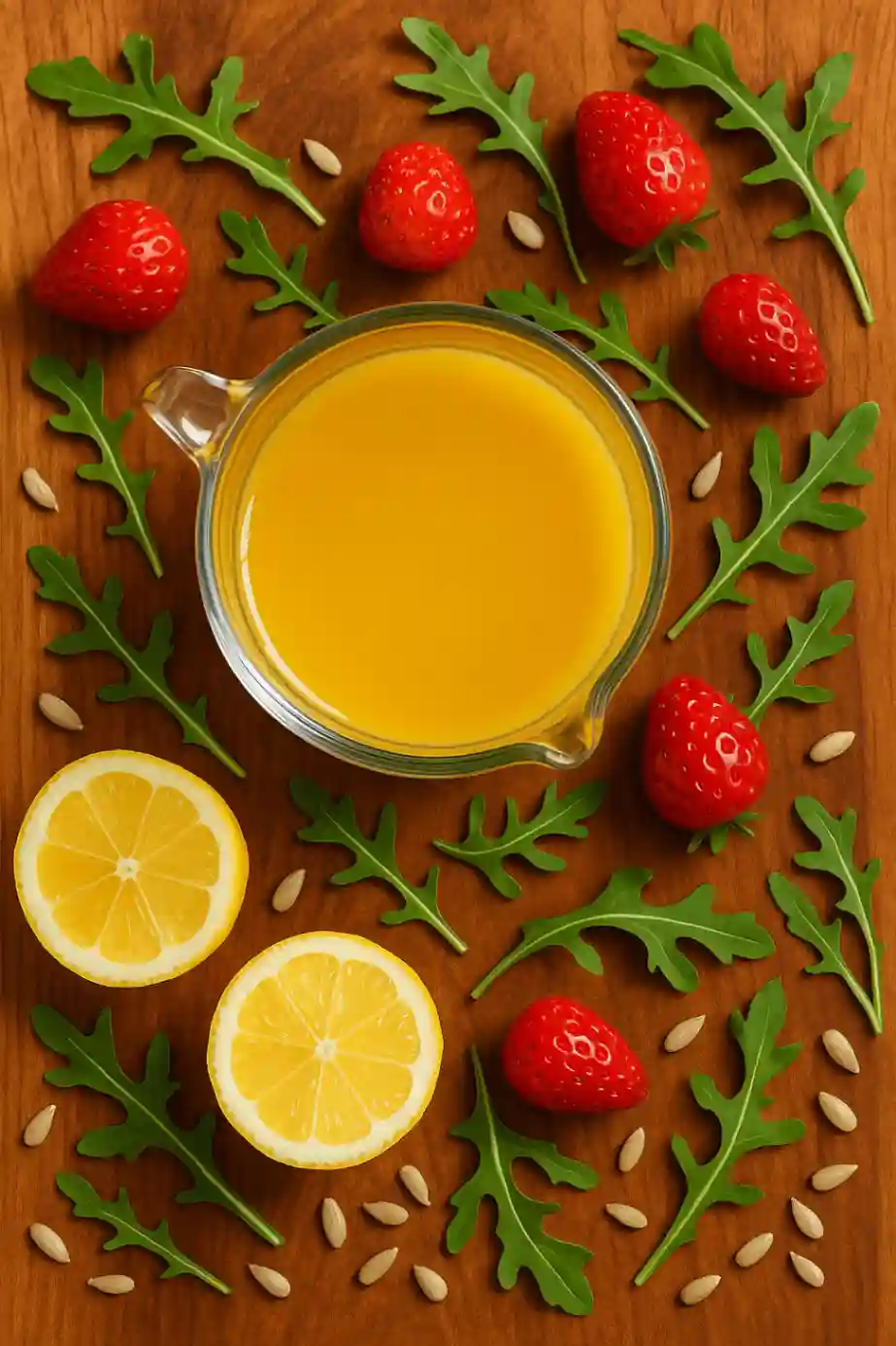 lemon vinaigrette surrounded by its fresh ingredients—simple, flavorful